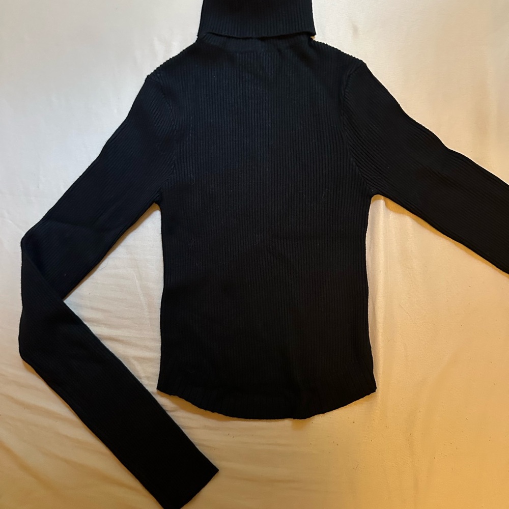 Black Ribbed Turtleneck Sweater